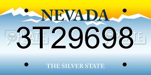 3T29698 Nevada License Plate
