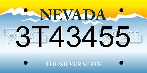 3T43455 Nevada License Plate