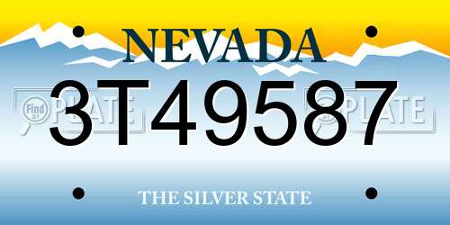 3T49587 Nevada License Plate
