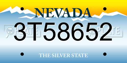 3T58652 Nevada License Plate