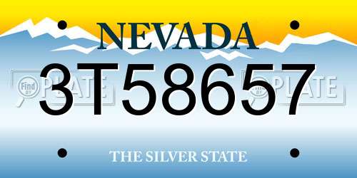 3T58657 Nevada License Plate