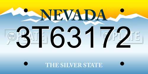 3T63172 Nevada License Plate
