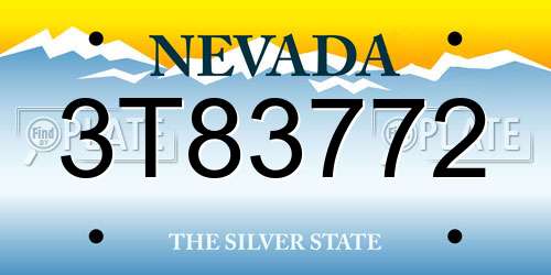 3T83772 Nevada License Plate