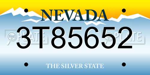 3T85652 Nevada License Plate