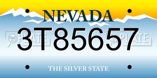 3T85657 Nevada License Plate