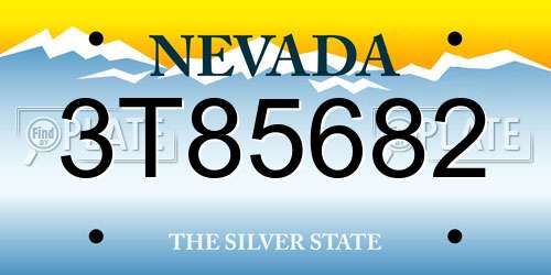3T85682 Nevada License Plate