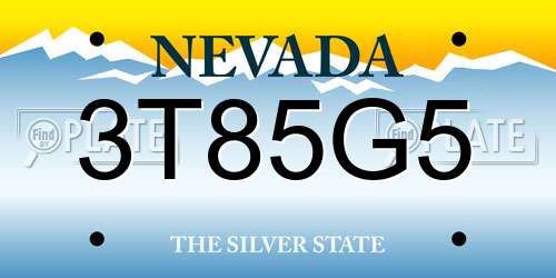 3T85G5 Nevada License Plate