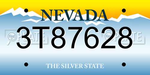 3T87628 Nevada License Plate