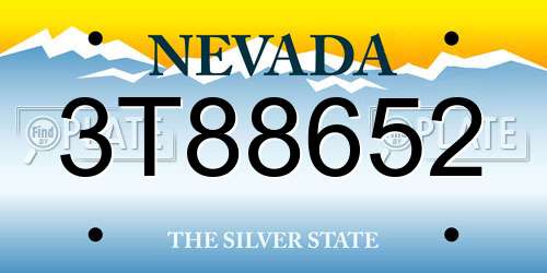 3T88652 Nevada License Plate