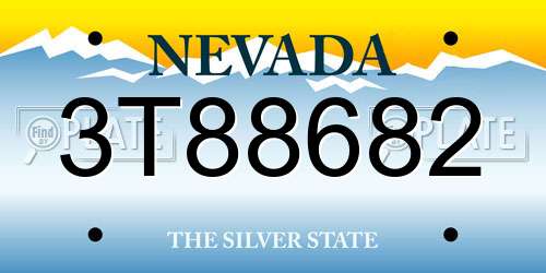 3T88682 Nevada License Plate
