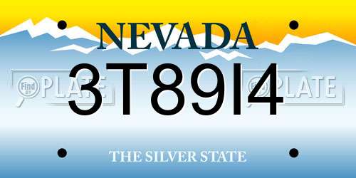 3T89I4 Nevada License Plate