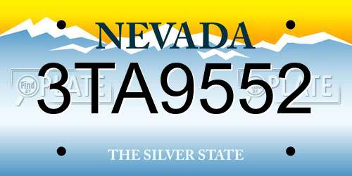 3TA9552 Nevada License Plate