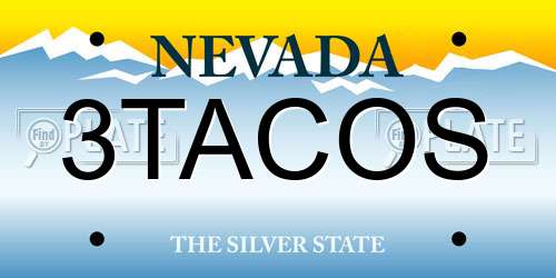 3TACOS Nevada License Plate