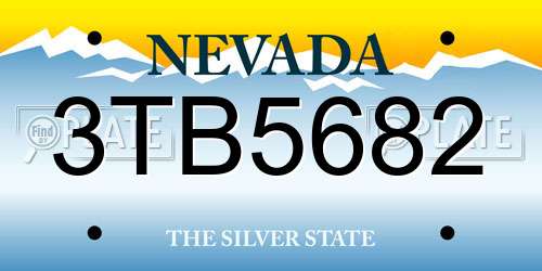 3TB5682 Nevada License Plate