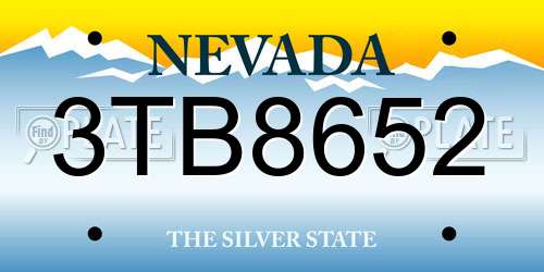 3TB8652 Nevada License Plate