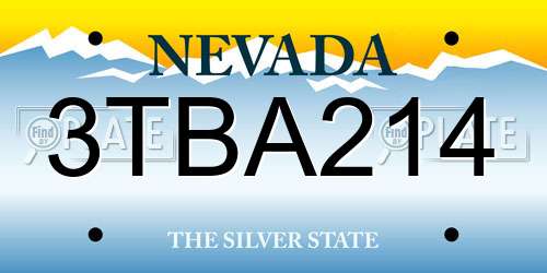 3TBA214 Nevada License Plate