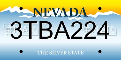 3TBA224 Nevada License Plate