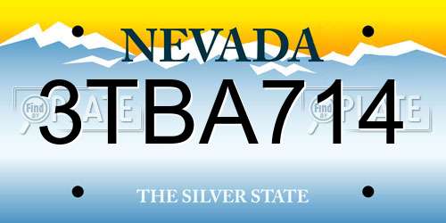 3TBA714 Nevada License Plate