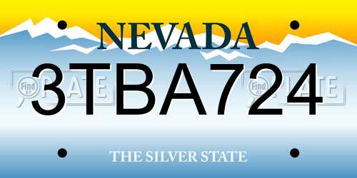 3TBA724 Nevada License Plate