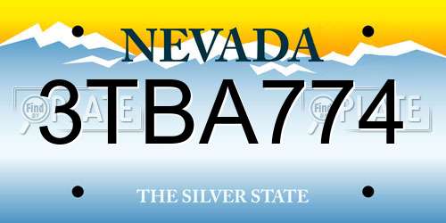 3TBA774 Nevada License Plate