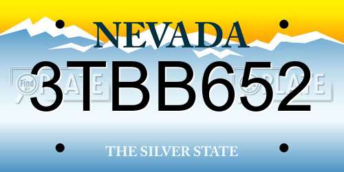 3TBB652 Nevada License Plate