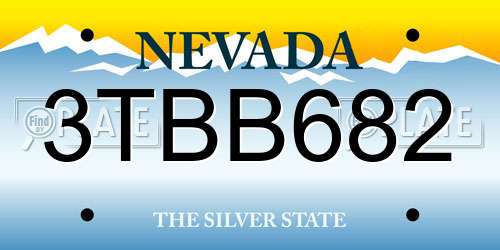 3TBB682 Nevada License Plate