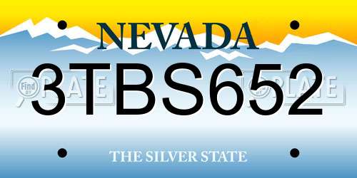 3TBS652 Nevada License Plate