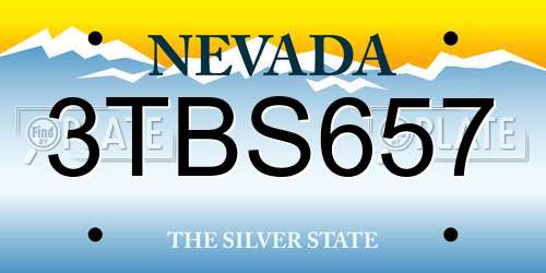 3TBS657 Nevada License Plate