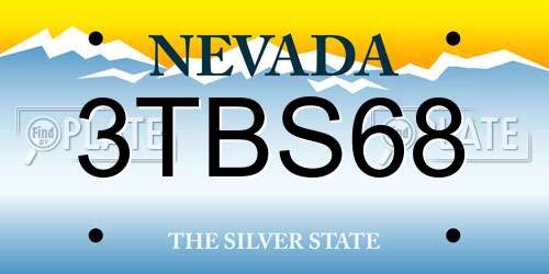 3TBS68 Nevada License Plate