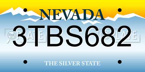 3TBS682 Nevada License Plate
