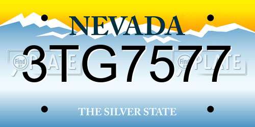 3TG7577 Nevada License Plate