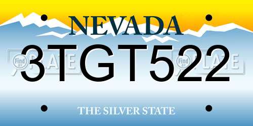 3TGT522 Nevada License Plate