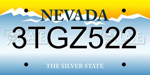 3TGZ522 Nevada License Plate