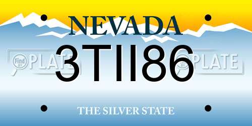 3TII86 Nevada License Plate
