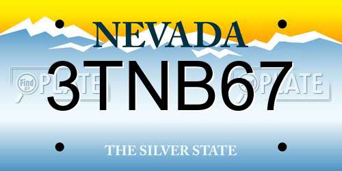3TNB67 Nevada License Plate