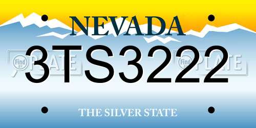 3TS3222 Nevada License Plate