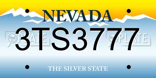 3TS3777 Nevada License Plate