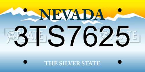 3TS7625 Nevada License Plate