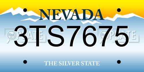 3TS7675 Nevada License Plate