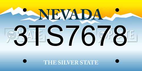 3TS7678 Nevada License Plate