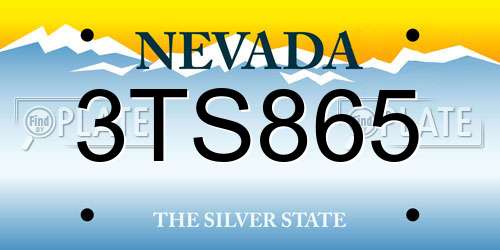 3TS865 Nevada License Plate