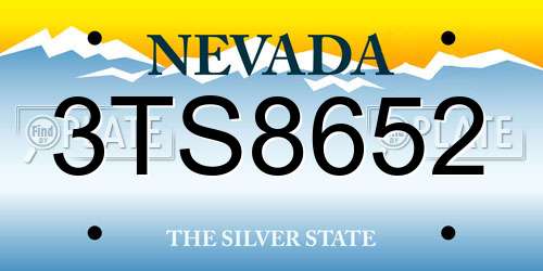 3TS8652 Nevada License Plate