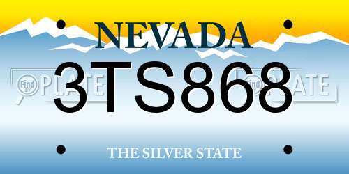 3TS868 Nevada License Plate
