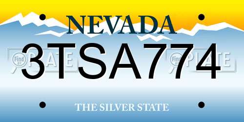 3TSA774 Nevada License Plate