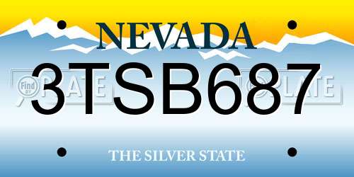 3TSB687 Nevada License Plate