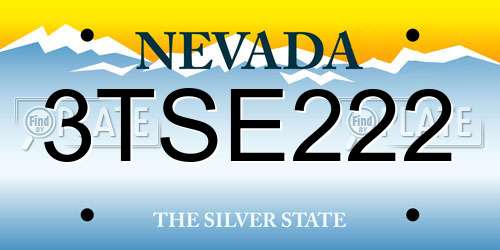 3TSE222 Nevada License Plate