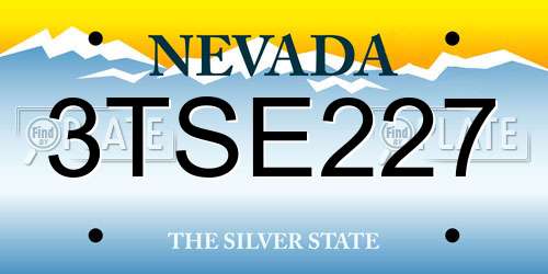 3TSE227 Nevada License Plate