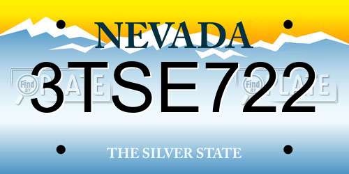 3TSE722 Nevada License Plate