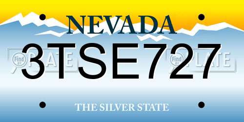 3TSE727 Nevada License Plate