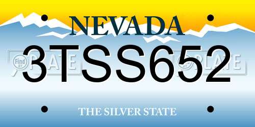 3TSS652 Nevada License Plate